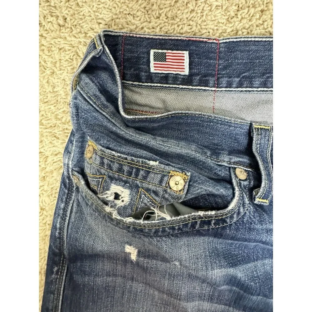 True Religion Mens Bobby Super T Jeans Thick Stitch Flap Pockets‎ Size 42 X 33